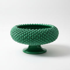 Caltagirone Ceramic Pine Cone Pedestal Stand Ø 25/33 cm – Emerald Green