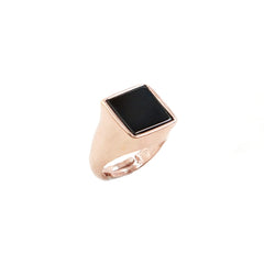Signet ring with a square black agate