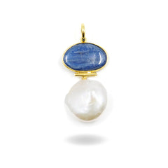 Pendant with kyanite and flat baroque pearl