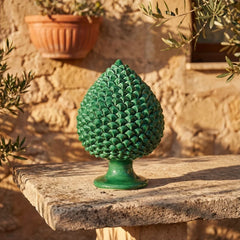 Caltagirone Ceramic Pinecone - Emerald Green