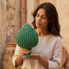 Caltagirone Ceramic Pinecone - Emerald Green