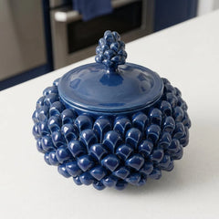 Ceramic Pinecone-Shaped Cookie Jar Ø 20 cm - Deep Blue