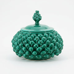 Ceramic Pinecone-Shaped Cookie Jar Ø 20 cm - Emerald Green