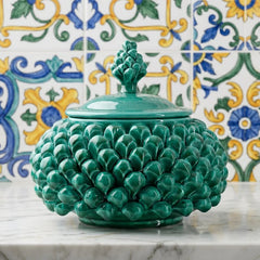 Ceramic Pinecone-Shaped Cookie Jar Ø 20 cm - Emerald Green