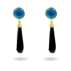 Earrings with Apatite, and Black Agate