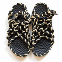 JC - ROPE SANDALS - BLACK AND GOLD
