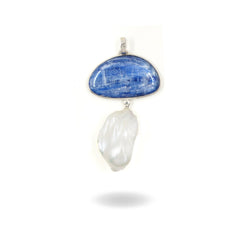 Pendant with kyanite and pearl